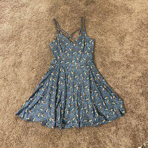 medium blue floral skater dress
